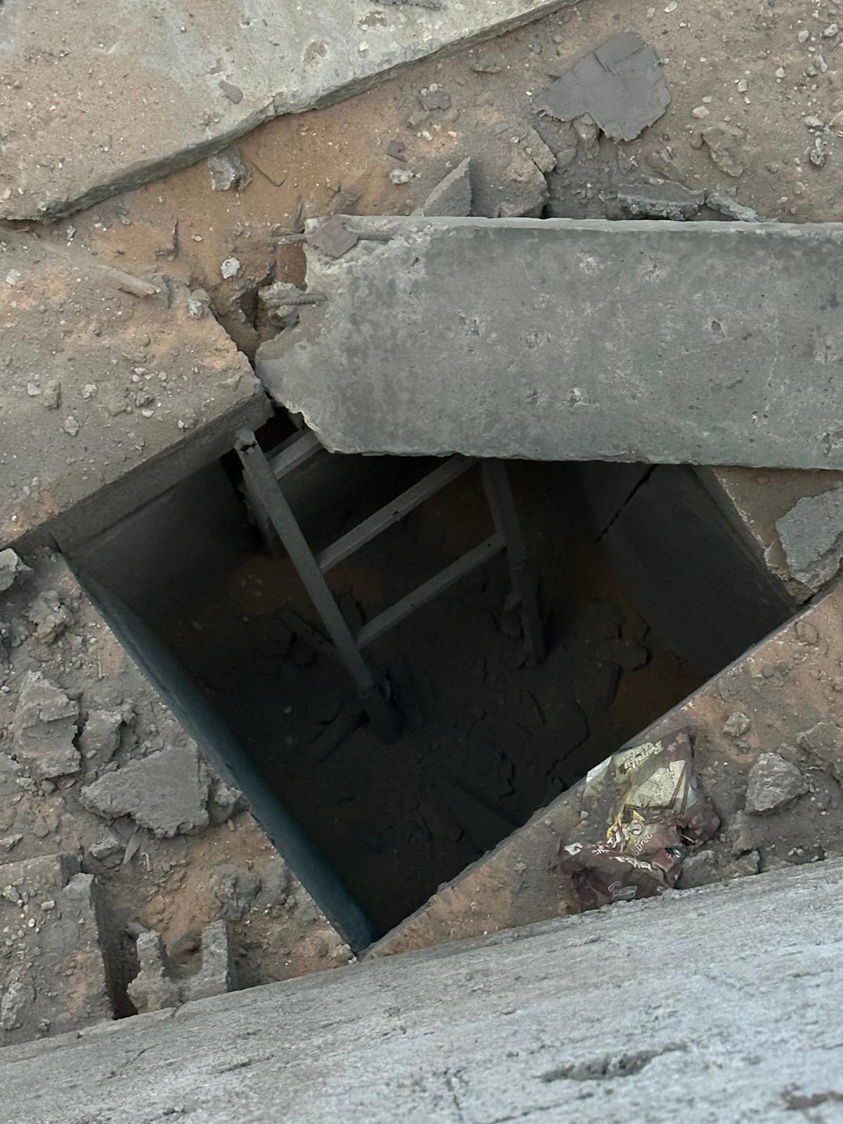 Hamas tunnel entrance near Shatti hospital observation post IDF photo