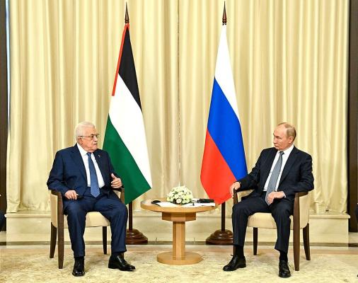 PA President Mahmoud Abbas and Russian Federation President Vladimir Putin